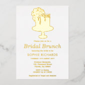 ブライダルシャワーブランチ金ゴールドケーキランチョン 箔招待状 (正面)