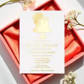 ブライダルシャワーブランチ金ゴールドケーキランチョン 箔招待状