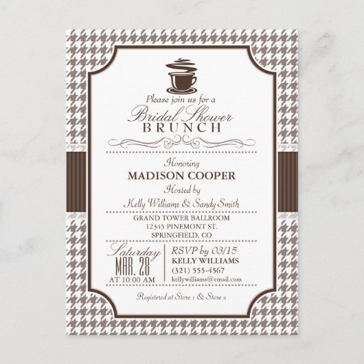 ブライダルシャワーブランチ；タウペ千鳥格子の招待状 インビテーションポストカード (正面)