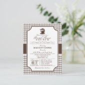 ブライダルシャワーブランチ；タウペ千鳥格子の招待状 インビテーションポストカード (スタンド正面)