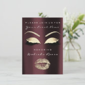 ブライダルシャワーブルガンディマルーン金ゴールドグレイグリッター 招待状 (スタンド正面)