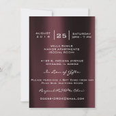 ブライダルシャワーブルガンディマルーン金ゴールドグレイグリッター 招待状 (裏面)