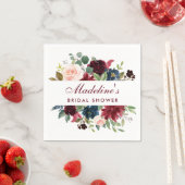 ブライダルシャワーブルガンディーブルーフローラ スタンダードカクテルナプキン (インサイチュ)