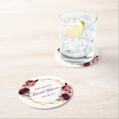 ブライダルシャワーブルゴーニュの花ジオメトリック金ゴールド ラウンドペーパーコースター (インサイチュ)