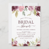 ブライダルシャワーブルゴーニュエレガント春フローラ 招待状 (正面)