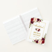 ブライダルシャワーブルゴーニュフローラ金ゴールドギフトリスト ノートブック (内部)