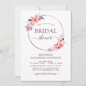 ブライダルシャワーブルゴーニュ幾何学春フローラ 招待状 (正面)