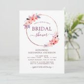 ブライダルシャワーブルゴーニュ幾何学春フローラ 招待状 (スタンド正面)