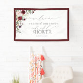 ブライダルシャワーブルゴーニュ水彩フローラ歓迎 横断幕 (インサイチュ)