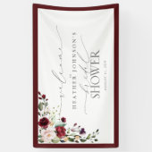 ブライダルシャワーブルゴーニュ水彩フローラ歓迎 横断幕 (縦)