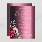 ブライダルシャワーブルゴーニュ花の招待 ポストカード (正面/裏面)