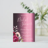 ブライダルシャワーブルゴーニュ花の招待 ポストカード (スタンド正面)