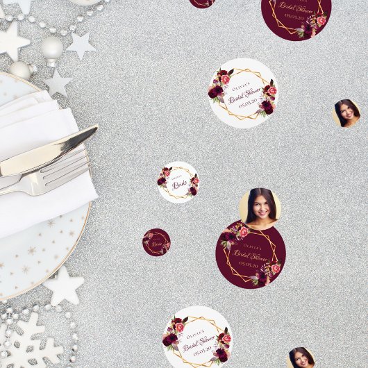 ブライダルシャワーブルゴーニュ花模様写真 コンフェッティ