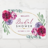 ブライダルシャワーブルゴーニュ&ネイビーフローラミニボトル スパークリングワインラベル (シングルラベル)