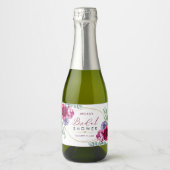 ブライダルシャワーブルゴーニュ&ネイビーフローラミニボトル スパークリングワインラベル (正面)