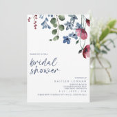 ブライダルシャワーブルゴーニュ&ブルーワイルドフラワー 招待状 (スタンド正面)