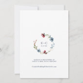 ブライダルシャワーブルゴーニュ&ブルーワイルドフラワー 招待状 (裏面)