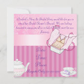 ブライダルシャワーブルンチティーポット&ティーカップダマスク 招待状 (裏面)