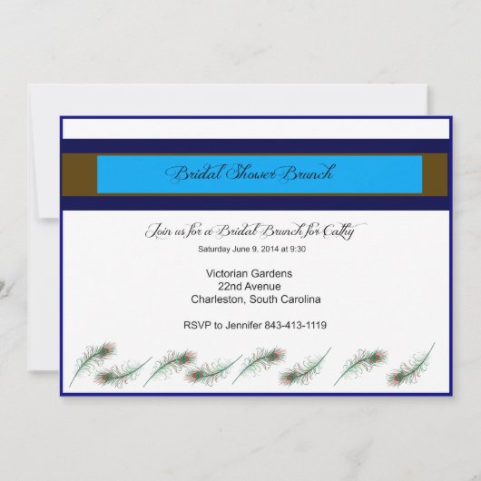 ブライダルシャワーブルンチピーコック招待状 招待状 (正面)