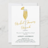 ブライダルシャワーブルンチミモサカクテル金ゴールド 招待状 (正面)