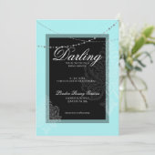 ブライダルシャワーブルーとブライドと黒ブランチ 招待状 (スタンド正面)