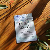 ブライダルシャワーブルーウォーターカラーボホフローラ羽毛 招待状