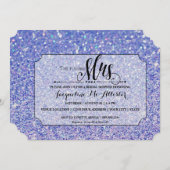ブライダルシャワーブルーグリッターフューチャーミセスチケット 招待状 (正面/裏面)
