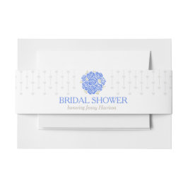 ブライダルシャワーブルーバラグレーハートベリーバンド 招待状ベリーバンド