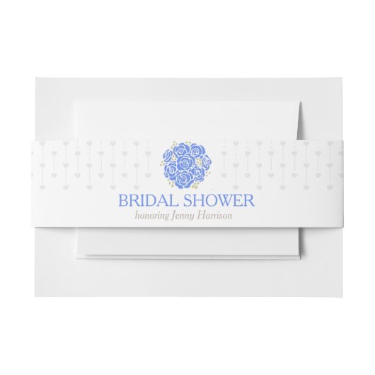 ブライダルシャワーブルーバラグレーハートベリーバンド 招待状ベリーバンド (正面例)