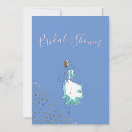 ブライダルシャワーブルーピンクホワイトシンプル 招待状