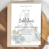 ブライダルシャワーブルーフローラウォーター結婚カラーズドレス 招待状