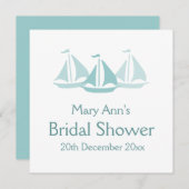 ブライダルシャワーブルーボ航海のーツ 招待状 (正面/裏面)