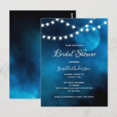 ブライダルシャワーブルームーンライトの文字列の招待 ポストカード (正面/裏面)