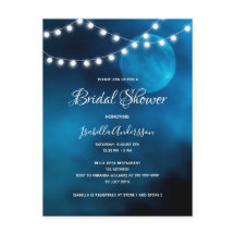 ブライダルシャワーブルームーンライトの文字列の招待