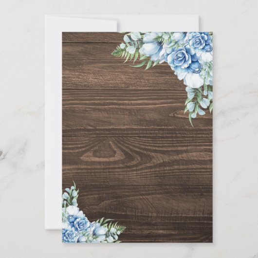 ブライダルシャワーブルー女性のカーボーイブーツフローラ素朴 招待状 (裏面)