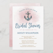 ブライダルシャワーブルー航海のいかり招待状 招待状 (正面/裏面)