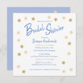 ブライダルシャワーブルー(金ゴールド星) 招待状 (正面/裏面)