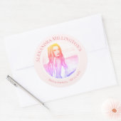 ブライダルシャワーブロンドヘアガールオンビーチ ラウンドシール (封筒)