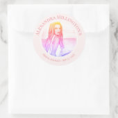 ブライダルシャワーブロンドヘアガールオンビーチ ラウンドシール (バッグ)