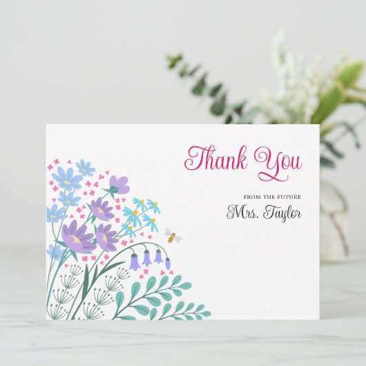 ブライダルシャワーブーケワイルドフラワーズサンキューカード サンキューカード (スタンド正面)