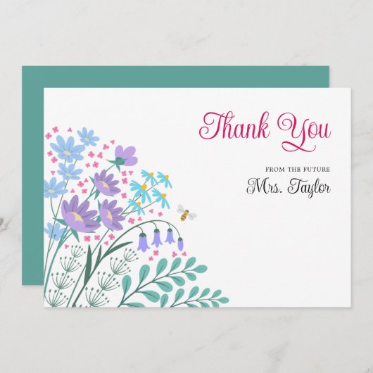 ブライダルシャワーブーケワイルドフラワーズサンキューカード サンキューカード (正面/裏面)