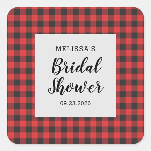 ブライダルシャワープレイドブラックレッドバッファローランバージャック スクエアシール (正面)