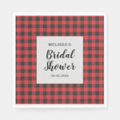 ブライダルシャワープレイドブラックレッドバッファローランバージャック スタンダードランチョンナプキン (正面)