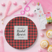 ブライダルシャワープレイドブラックレッドバッファローランバージャック ペーパープレート (パーティー)