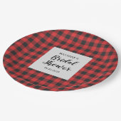 ブライダルシャワープレイドブラックレッドバッファローランバージャック ペーパープレート (アングル)