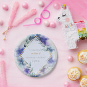 ブライダルシャワープレート |水彩紫色の花 ペーパープレート (パーティー)