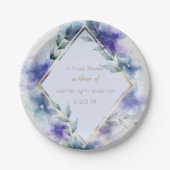 ブライダルシャワープレート |水彩紫色の花 ペーパープレート (正面)