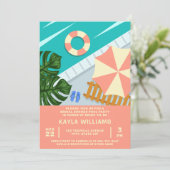 ブライダルシャワープールパーティートロピカルプールシーン 招待状 (スタンド正面)