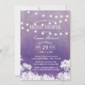 ブライダルシャワーベビーズブレスウォーターカラーパープル 招待状 (正面)