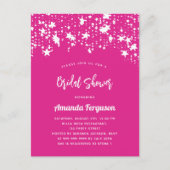 ブライダルシャワーホットピンクの白い星 インビテーションポストカード (正面)